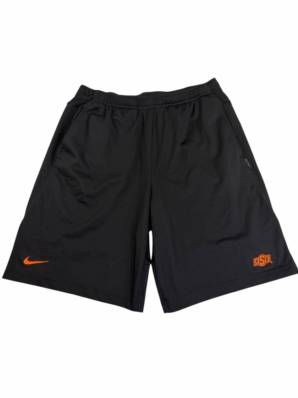 Nike Men’s Black Athletic Shorts with Orange Logos